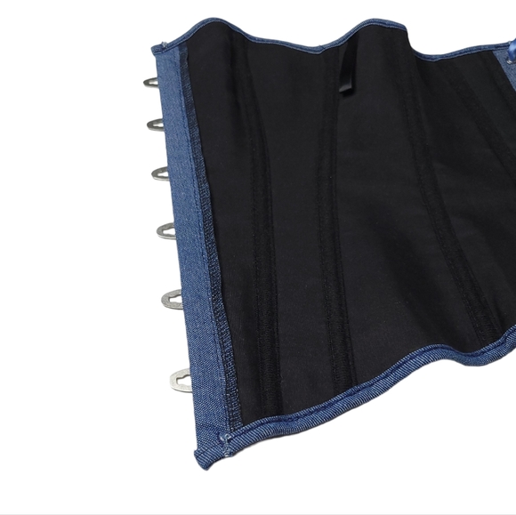 *** SOLD *** Corset in Dark Blue w Boning and Satin Lace-up Back XS - M - Picture 8 of 13